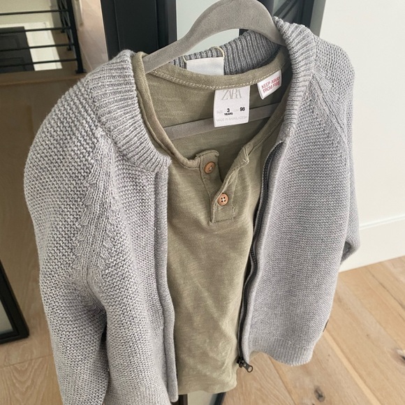 NWT Zara baby kids size 2-3 gray knit zip sweater jacket boys girls - Picture 9 of 9